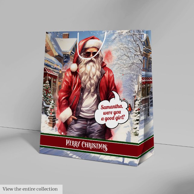 Bolsa De Regalo Mediana Personalized Gift Bag Funny Santa Holiday Accent (Personalized Gift Bag Funny Santa Holiday Accent)