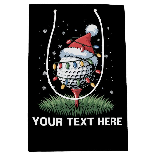Bolsa De Regalo Mediana Personalized Golf Ball Christmas Tree Santa Hat  (Anverso)