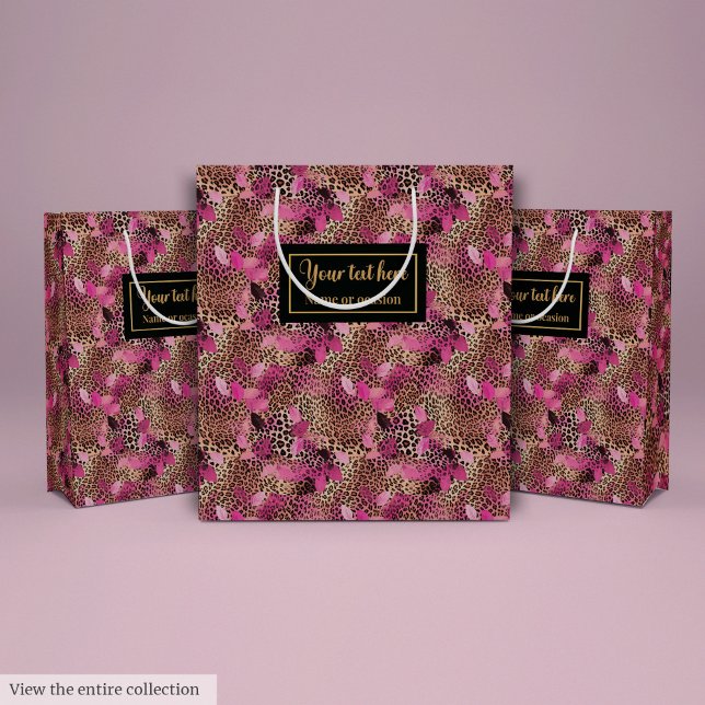 Bolsa De Regalo Mediana Personalized hot pink leopard skin gift wrap (Personalized hot pink leopard skin gift wrap Medium Gift Bag)