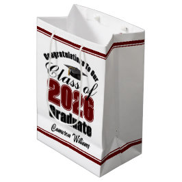 Bolsa De Regalo Mediana Personalized Maroon Class of 2026 Graduation