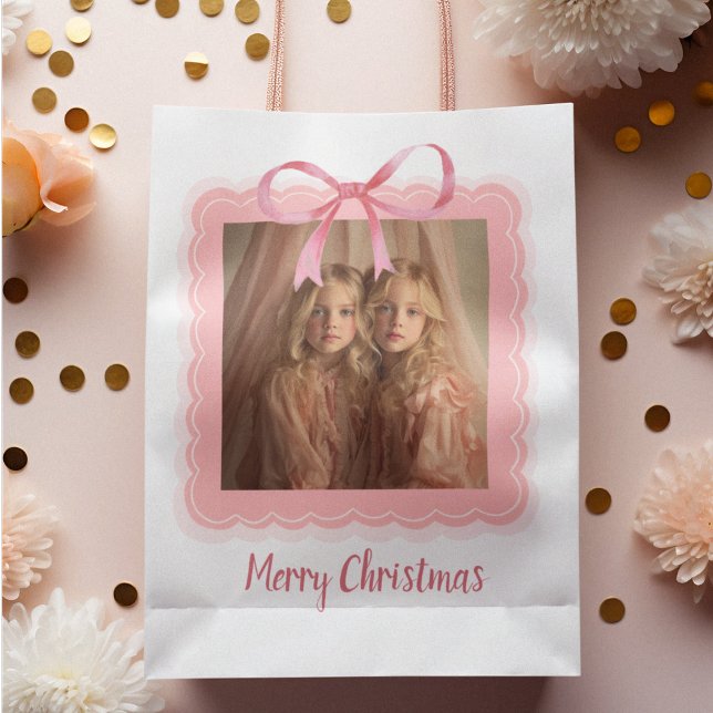 Bolsa De Regalo Mediana Personalized Merry Christmas Family Photo Gift Bag (Subido por el creador)