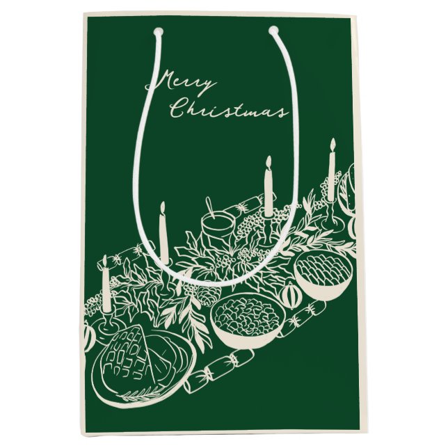Bolsa De Regalo Mediana Personalized Merry Christmas Table Minimal Design  (Anverso)