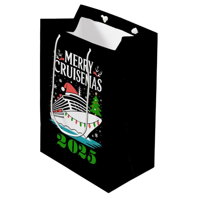 Bolsa De Regalo Mediana Personalized Merry Cruisemas Cruise Ship Family  (Angulo Anverso)