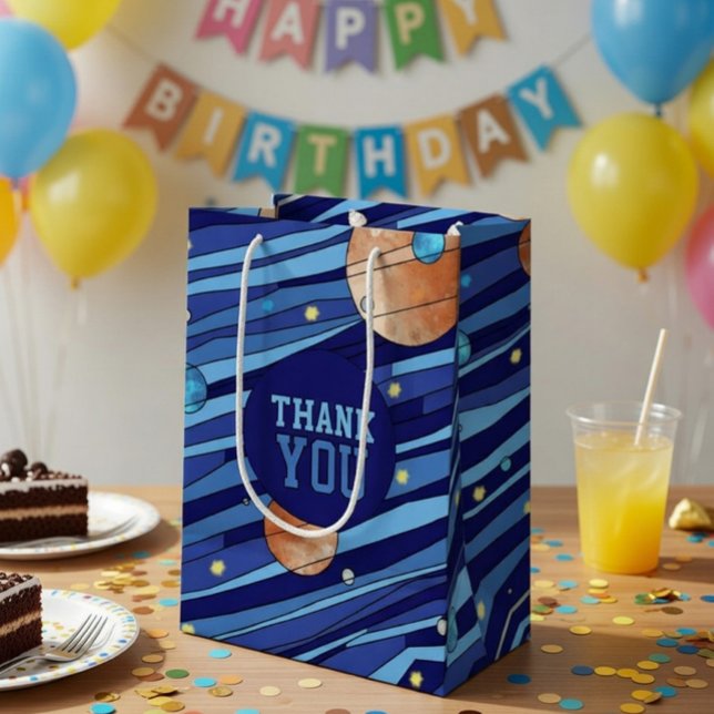 Bolsa De Regalo Mediana Personalized Outer Space Galaxy Birthday THANK YOU (Subido por el creador)