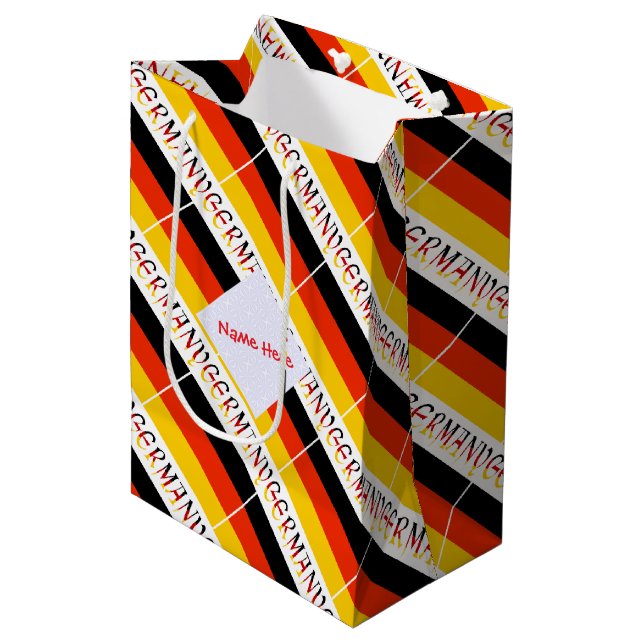Bolsa De Regalo Mediana Personalized Red Name Germany Flag Tiled (Angulo Anverso)