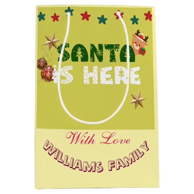 Bolsa De Regalo Mediana Personalized “Santa Was Here” Christmas  (Anverso)