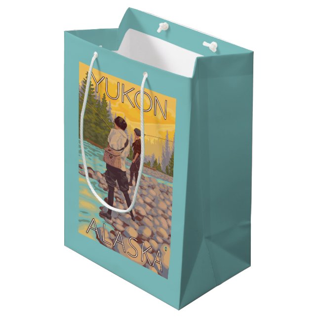 Bolsa De Regalo Mediana Pesca con mosca de las mujeres - el Yukón, Alaska (Angulo Anverso)