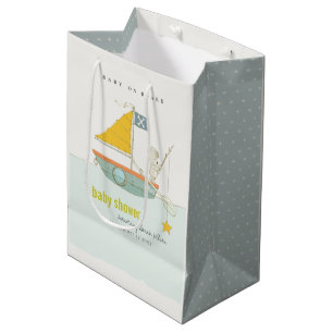 Bolsa De Regalo Mediana Pesca Cuidada Estrella de Oso de Teddy Baby Shower