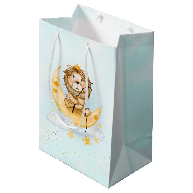 Bolsa De Regalo Mediana Pesca de leones en la acuarela lunar (Angulo Anverso)