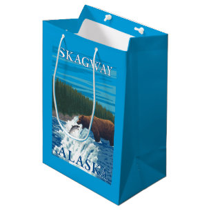 Bolsa De Regalo Mediana Pesca del oso en el río - Skagway, Alaska