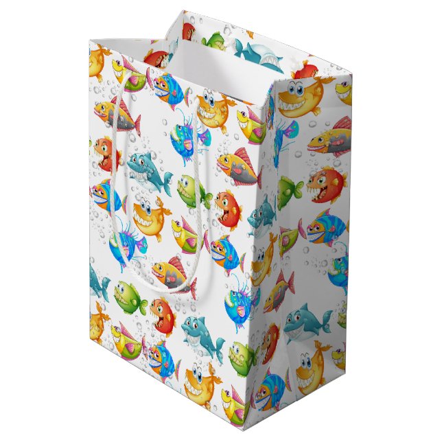 Bolsa De Regalo Mediana Pescado divertido en burbujas (Angulo reverso)