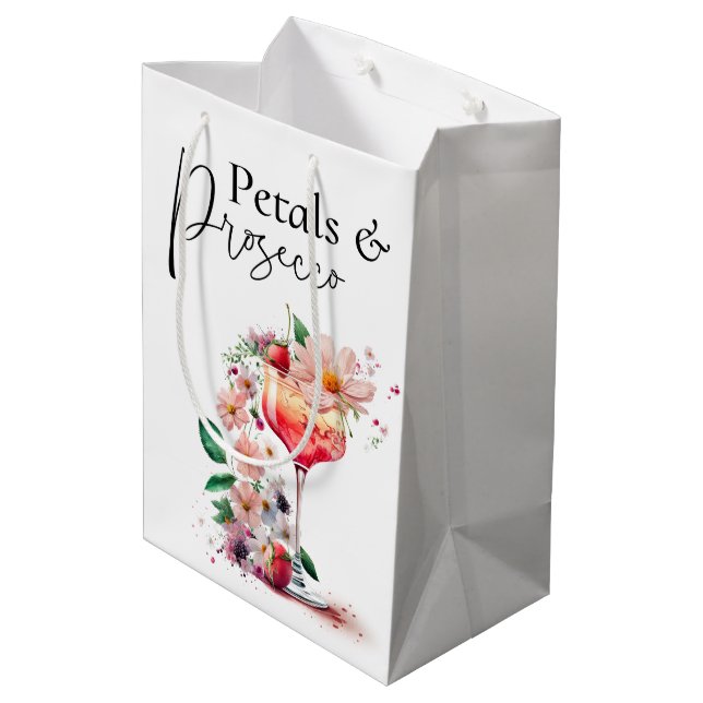 Bolsa De Regalo Mediana Petales y Prosecco Brunch Floral Bridal Shower (Angulo reverso)