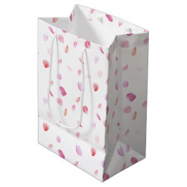Bolsa De Regalo Mediana Pétalos de Rosa rosa de color de agua