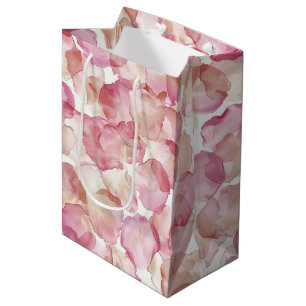 Bolsa De Regalo Mediana Pétalos de Rosa Rosa Románticos Regadera Floral Nu