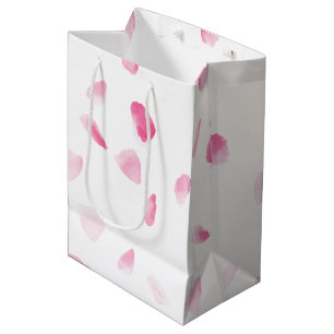 Bolsa De Regalo Mediana Pétalos de Rosa Rosa Románticos Regadera Floral Nu