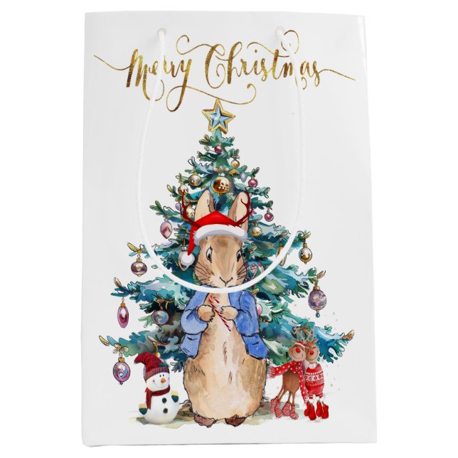 Bolsa De Regalo Mediana Peter the Rabbit celebra Navidades (Anverso)