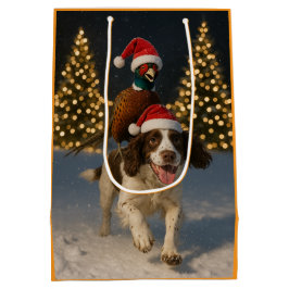 Bolsa De Regalo Mediana Pheasant riding Springer Spaniel Christmas card