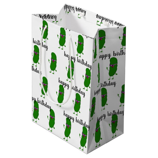 Bolsa De Regalo Mediana Pickle De Cumpleaños Con Gafas Rosadas (Angulo reverso)