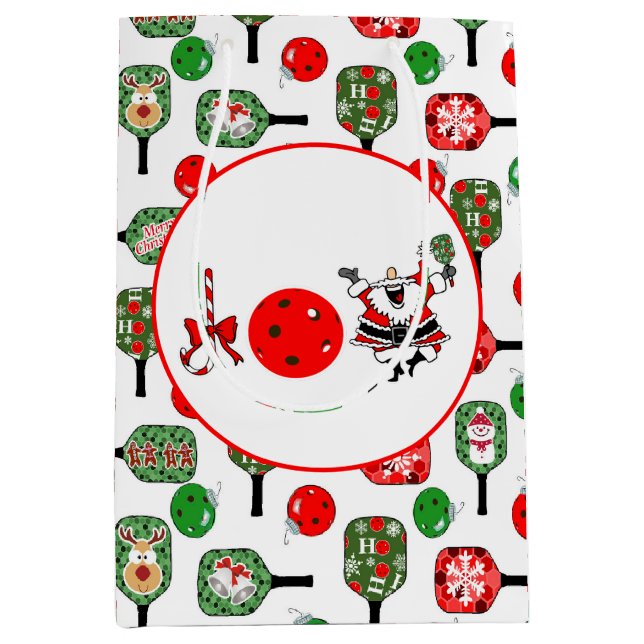 Bolsa De Regalo Mediana Pickleball Joy Navidades Fiesta Red Green y Black (Anverso)