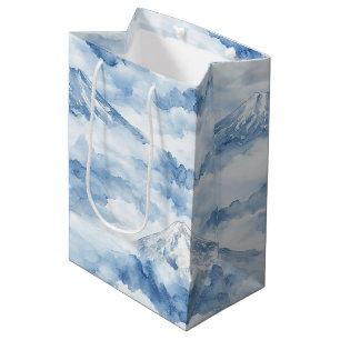 Bolsa De Regalo Mediana Picos Brumosos – Paisaje Montañoso Acuarela (10)