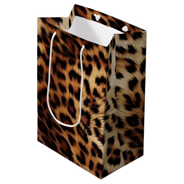 Bolsa De Regalo Mediana Pie de impresión Leopard (Angulo Anverso)
