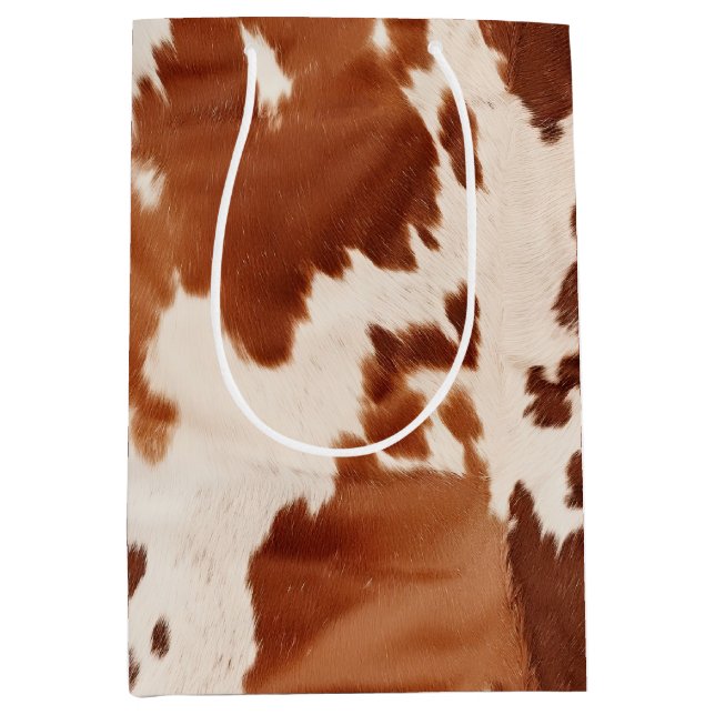 Bolsa De Regalo Mediana Piel de vaca crema marrón occidental (Anverso)