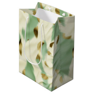 Bolsa De Regalo Mediana Piel de vaca de crema verde