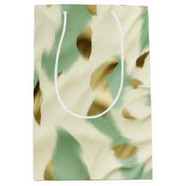 Bolsa De Regalo Mediana Piel de vaca de crema verde