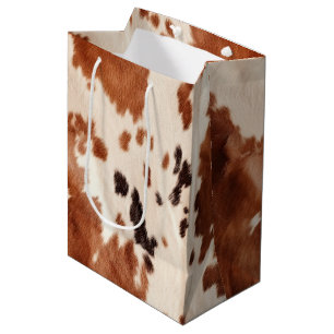 Bolsa De Regalo Mediana Piel de vaca marrón blanco