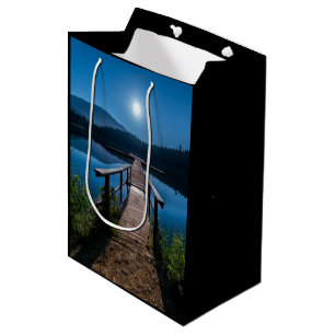 Bolsa De Regalo Mediana Pier de noche bajo una luna llena