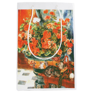 Bolsa De Regalo Mediana Pierre-Auguste Renoir Geranios Y Gatos  