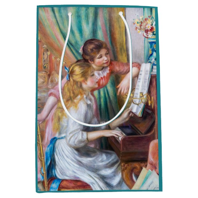 Bolsa De Regalo Mediana Pierre Auguste Renoir - Jóvenes Chicas en el piano (Anverso)