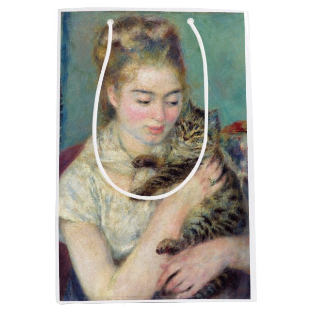 Bolsa De Regalo Mediana Pierre-Auguste Renoir - Mujer con un gato (Anverso)