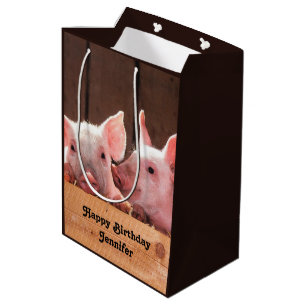 Bolsa De Regalo Mediana Piglets rosados lindo foto animal cumpleaños