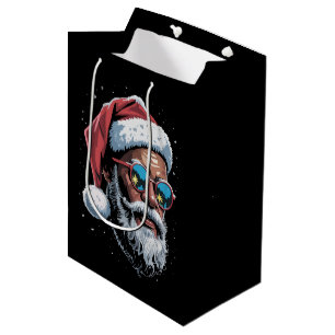 Bolsa De Regalo Mediana Pijama de Navidad afroamericano de Santa Claus afr