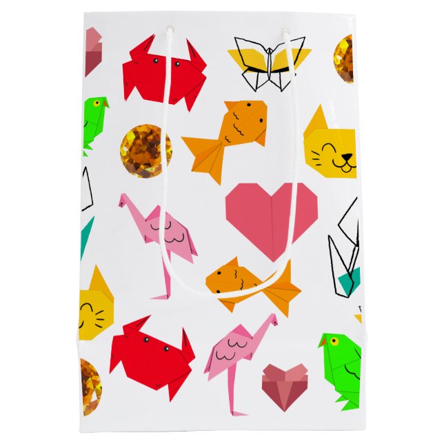 Bolsa De Regalo Mediana Pikitiez origami cáncer verano joya animal gato (Reverso)