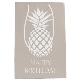 Bolsa De Regalo Mediana Piña blanca perrito en beige