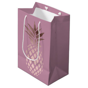 Bolsa De Regalo Mediana piña tropical subió claro elegante del oro del