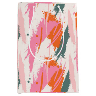 Bolsa De Regalo Mediana Pinceladas de contraste rosa verde rojo 