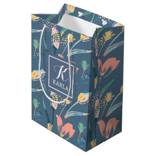 Bolsa De Regalo Mediana Pinceles ilustracion colorido patrón tulipanes