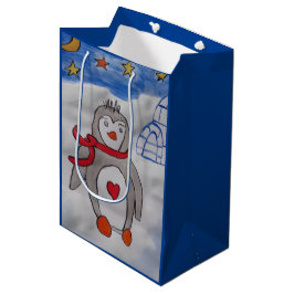 Bolsa De Regalo Mediana Pingüino de Nieve Invernal