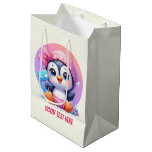 Bolsa De Regalo Mediana Pingüino de personalizable de bebé de animal lindo