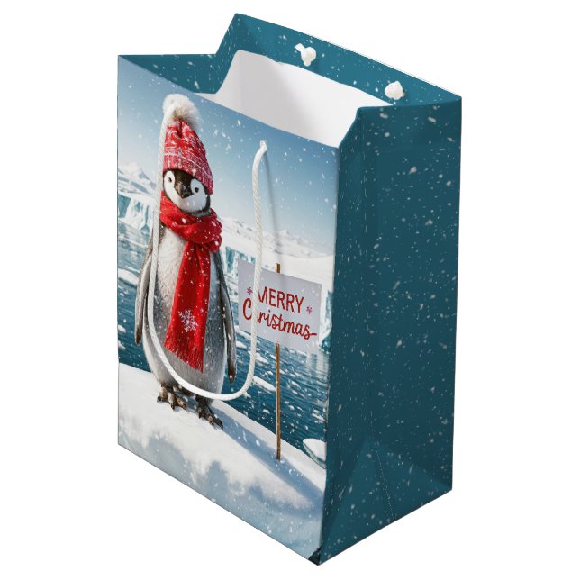 Bolsa De Regalo Mediana Pingüino En Iceberg (Angulo Anverso)