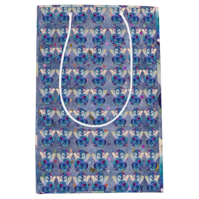 Bolsa De Regalo Mediana Pingüino llamado Button (Anverso)