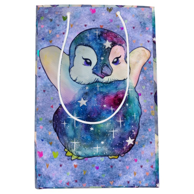 Bolsa De Regalo Mediana Pingüino llamado Button (Anverso)