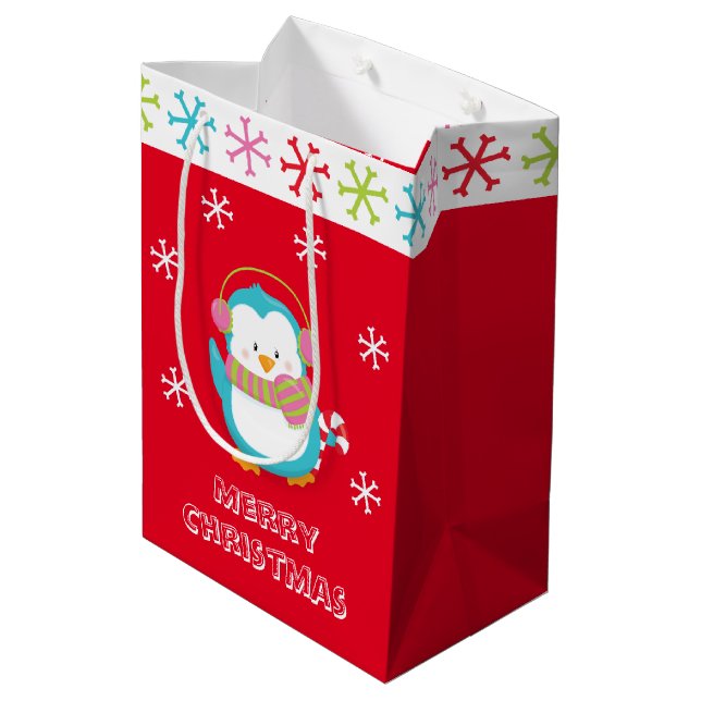 Bolsa De Regalo Mediana Pingüino navideño (Angulo reverso)
