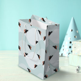 Bolsa De Regalo Mediana Pingüinos juguetones deslizándose sobre el patrón