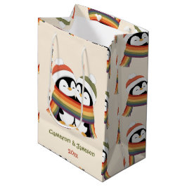 Bolsa De Regalo Mediana Pingüinos Orgullosos Acogedores Navideños Personal