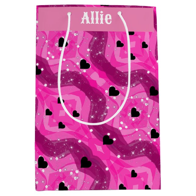 Bolsa De Regalo Mediana Pink art pop culture black heart (Anverso)