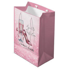 Bolsa De Regalo Mediana Pink Champagne Glass Aged To Perfection Birthday